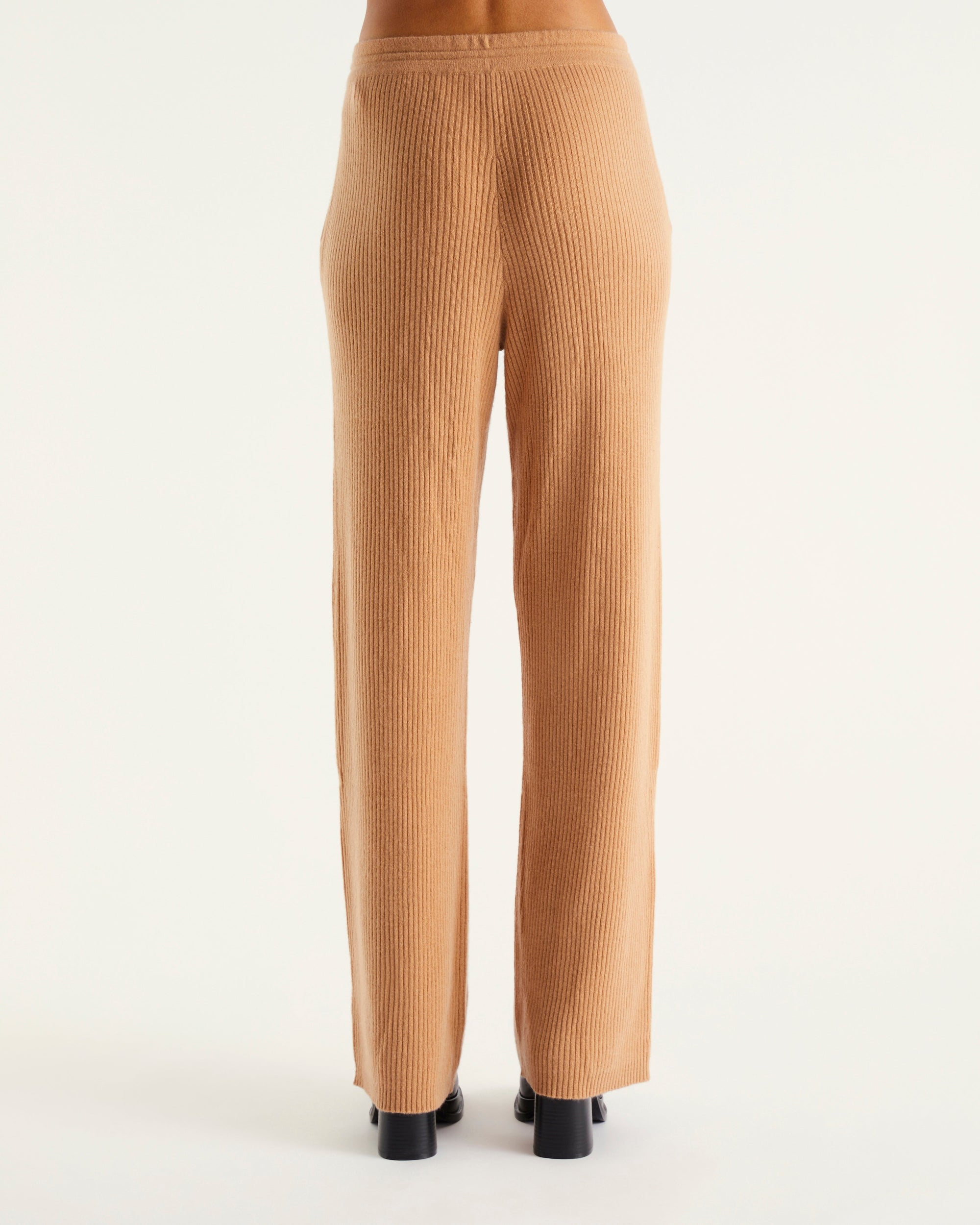 Pantalon de jogging à côtes en cachemire - Camel