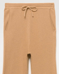 Pantalon de jogging à côtes en cachemire - Camel