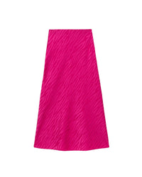 Jupe mi longue Vicky en soie - Pink Jacquard