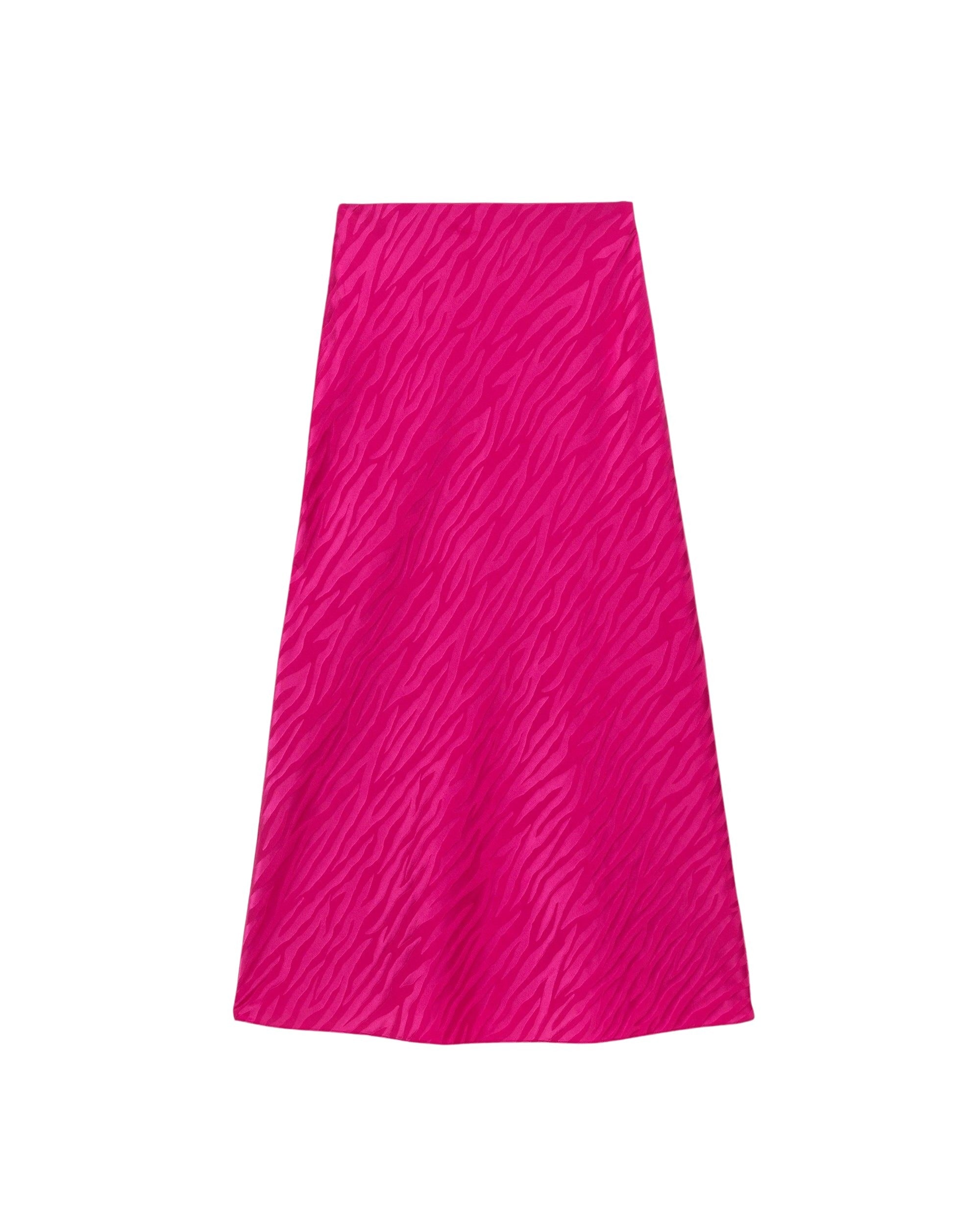 Jupe mi longue Vicky en soie - Pink Jacquard
