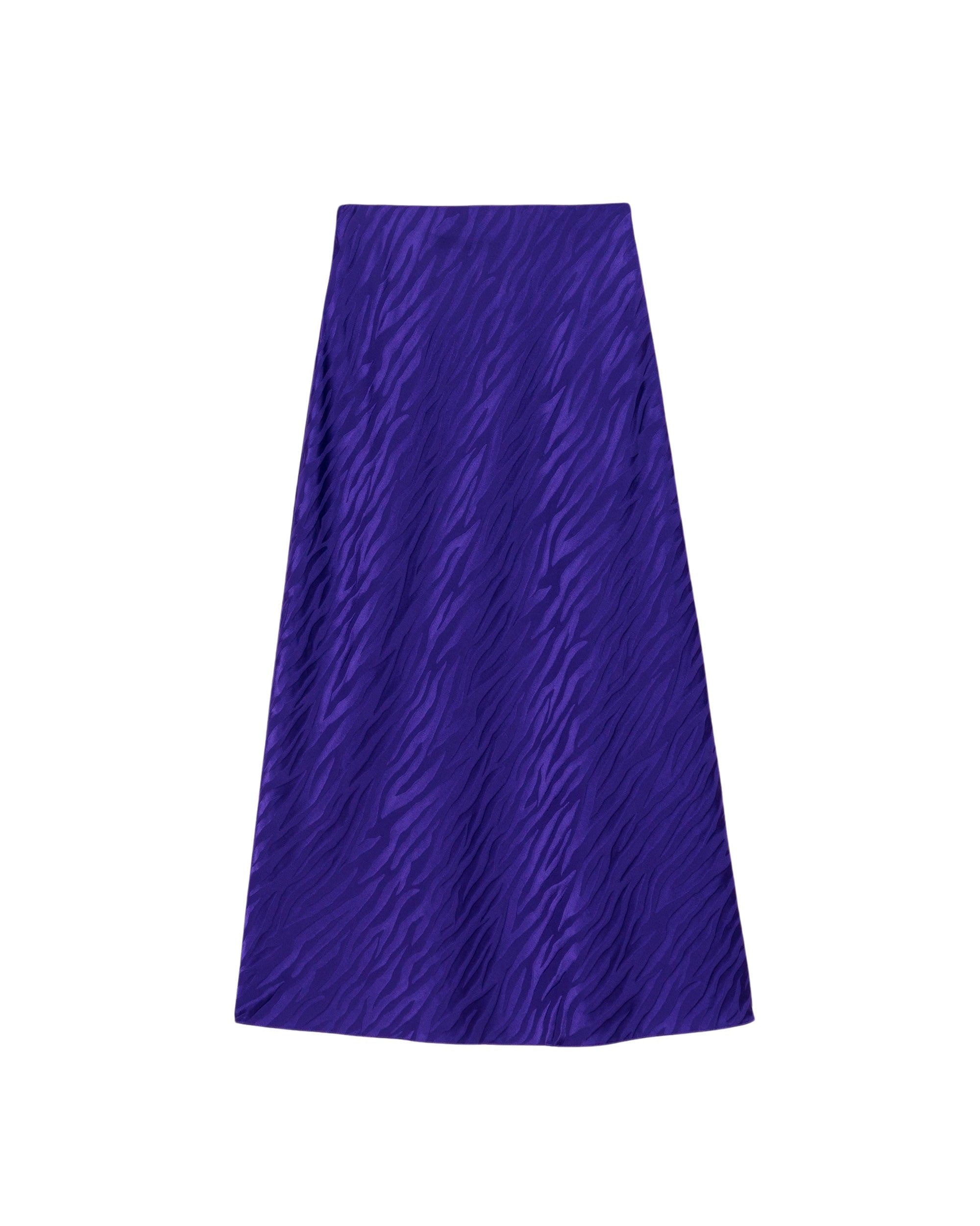 Jupe mi longue Vicky en soie - Purple Jacquard