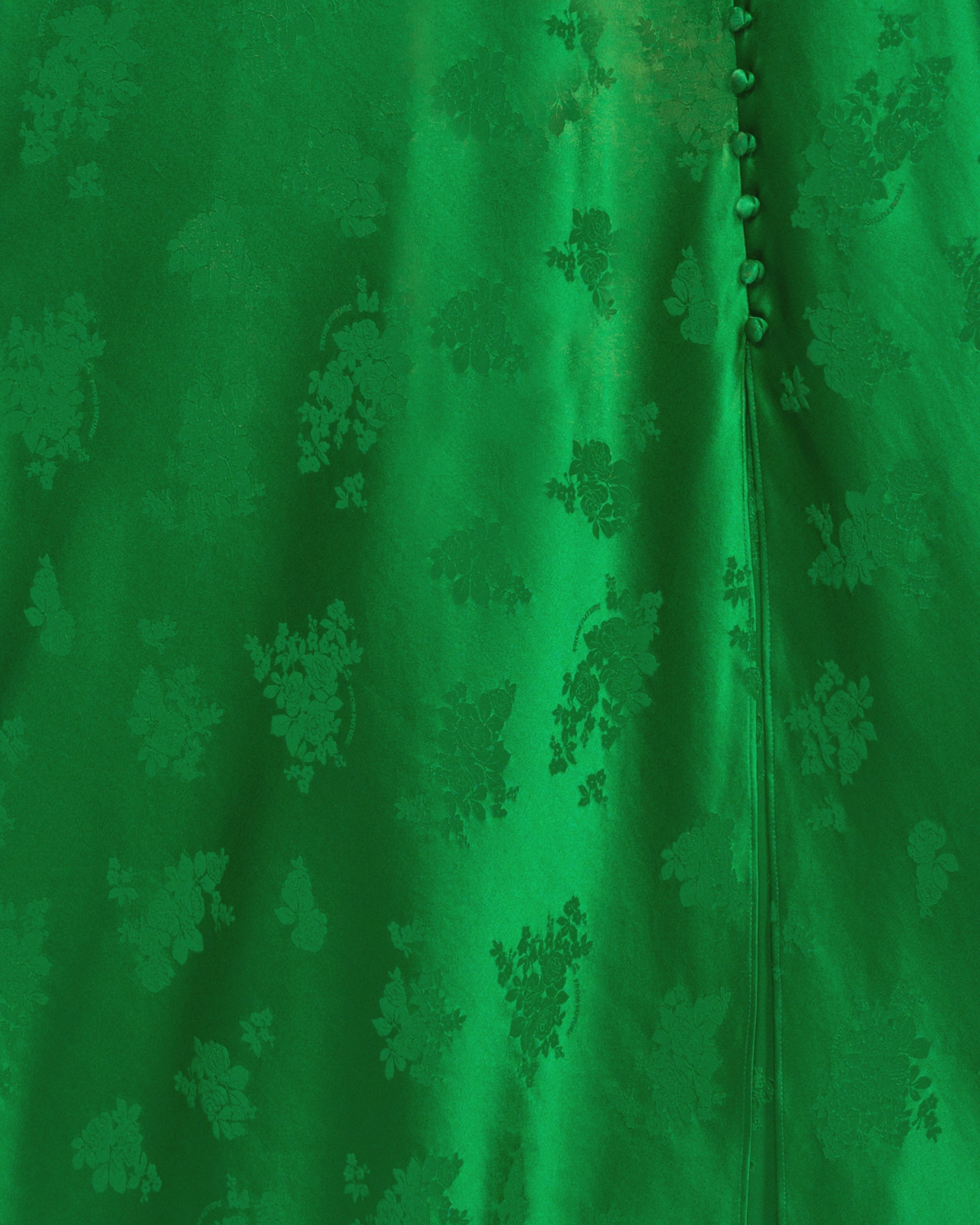 Jupe mi longue Elie en soie - Green Jacquard