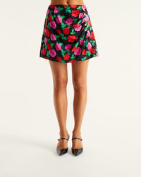 Mini jupe Aya en soie - Winter Roses