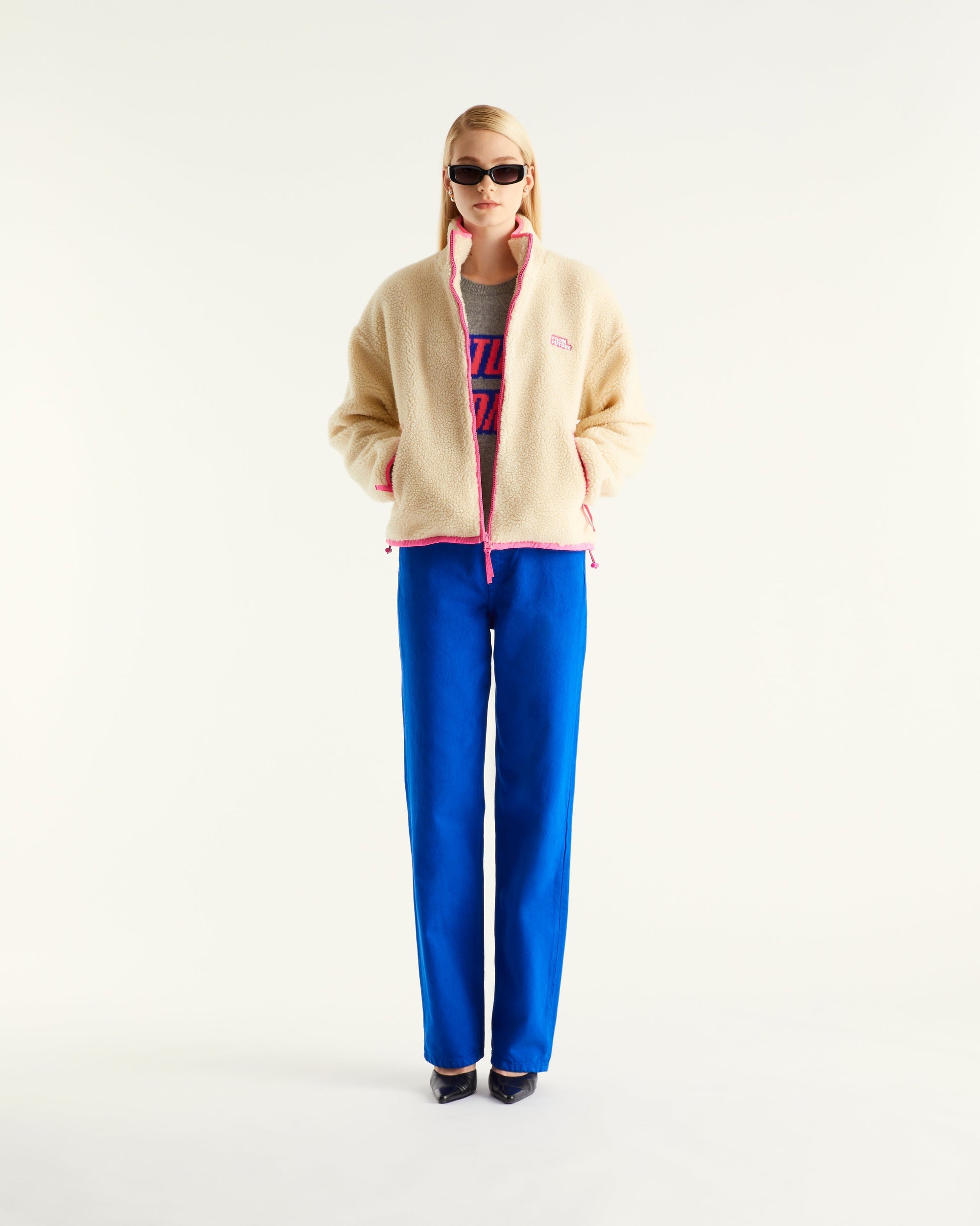 Veste zippée sherpa - Ecru