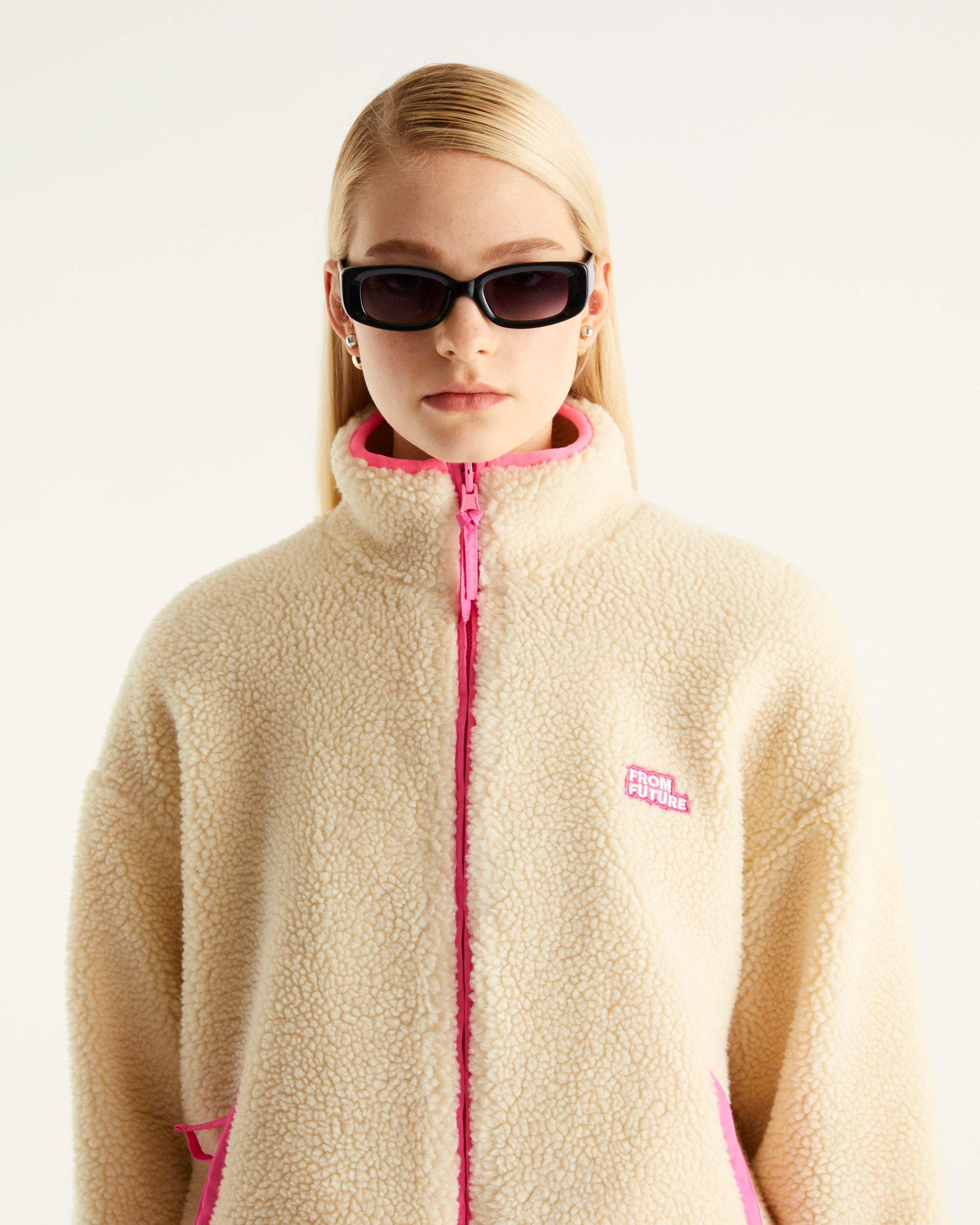 Veste zippée sherpa - Ecru