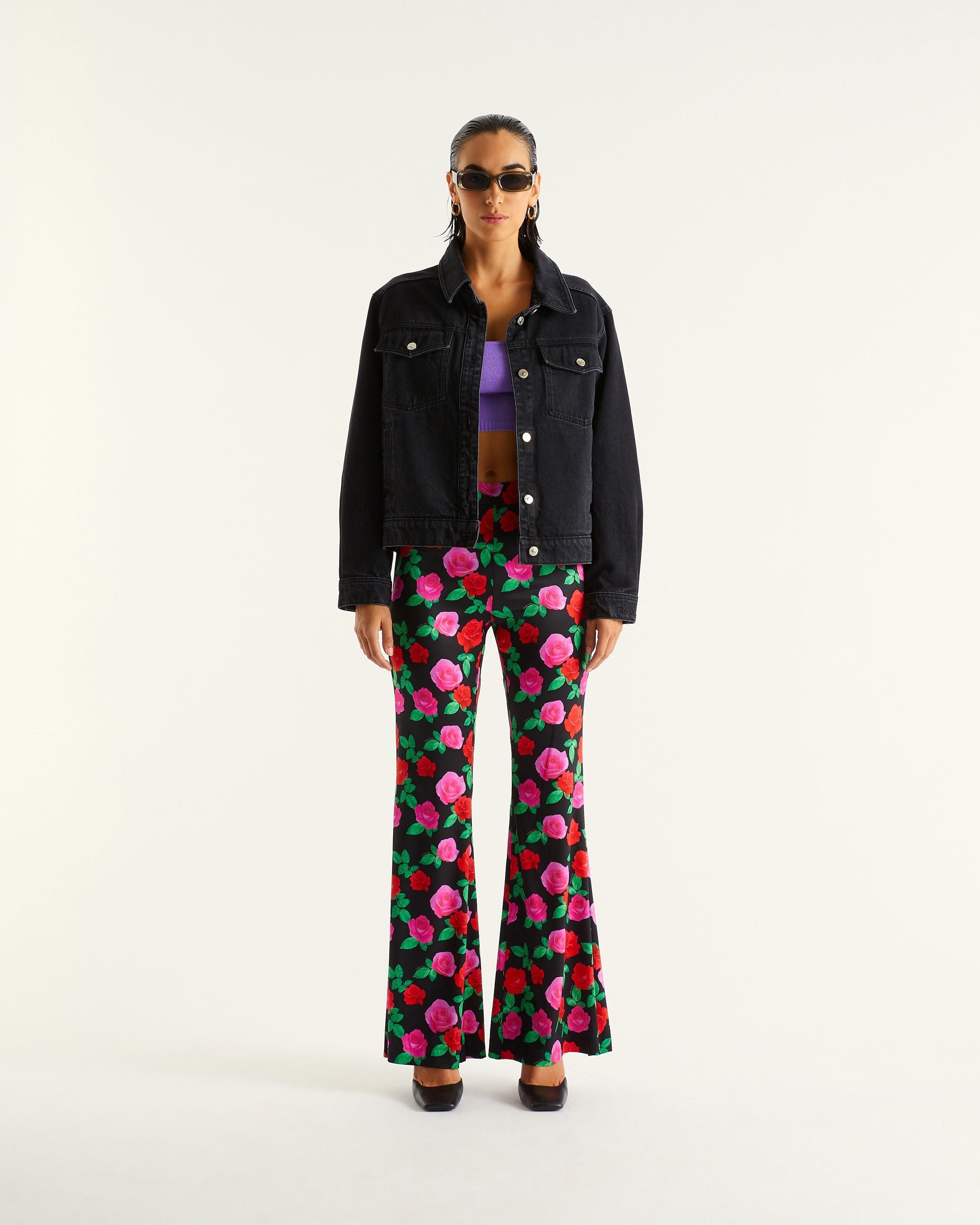 Pantalon large Milla en soie - Winter Roses