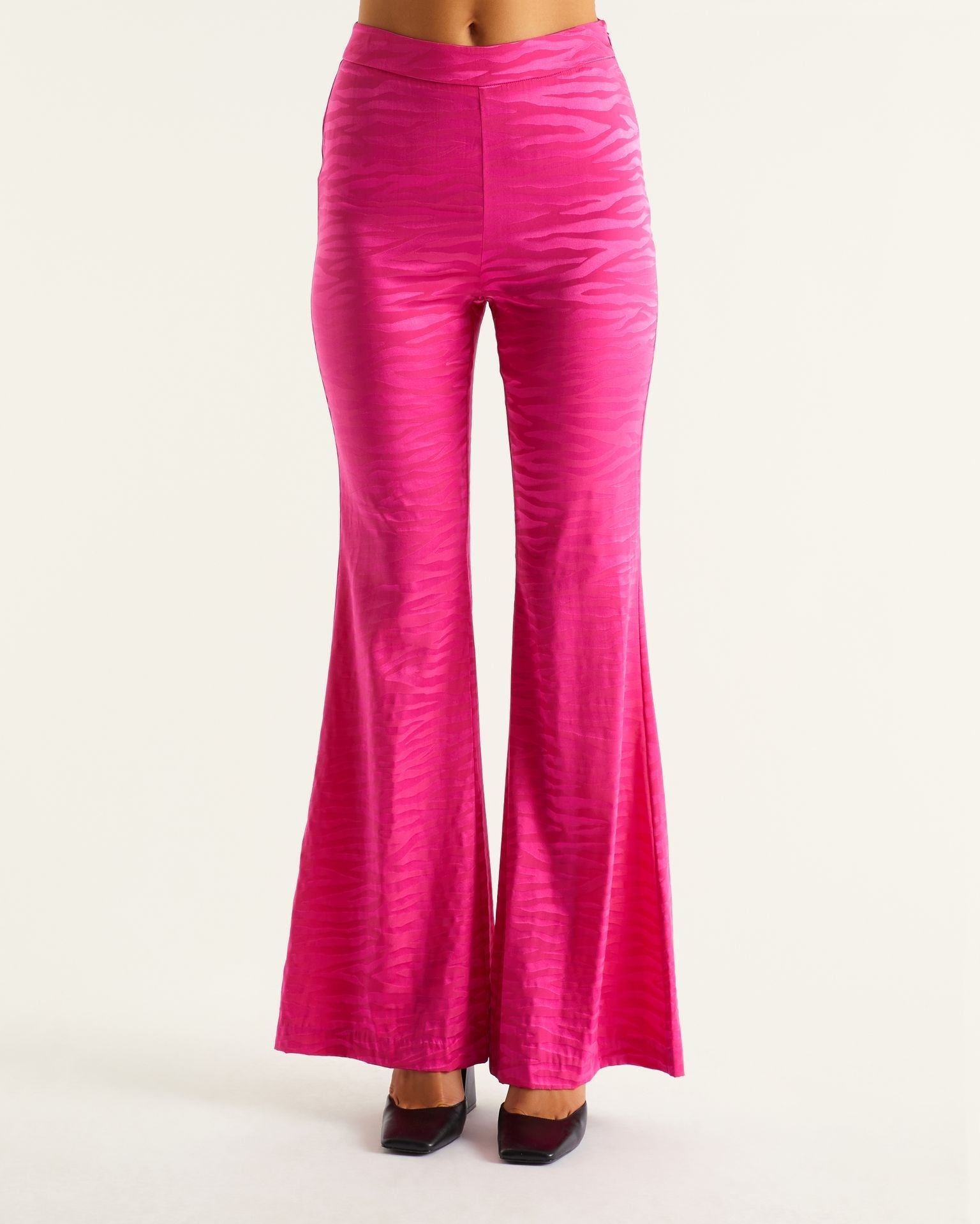 Pantalon large Milla en soie - Pink Jacquard