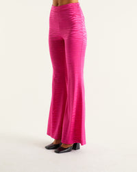 Pantalon large Milla en soie - Pink Jacquard