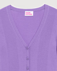Cardigan côtelé en laine mérinos - Power Lilac