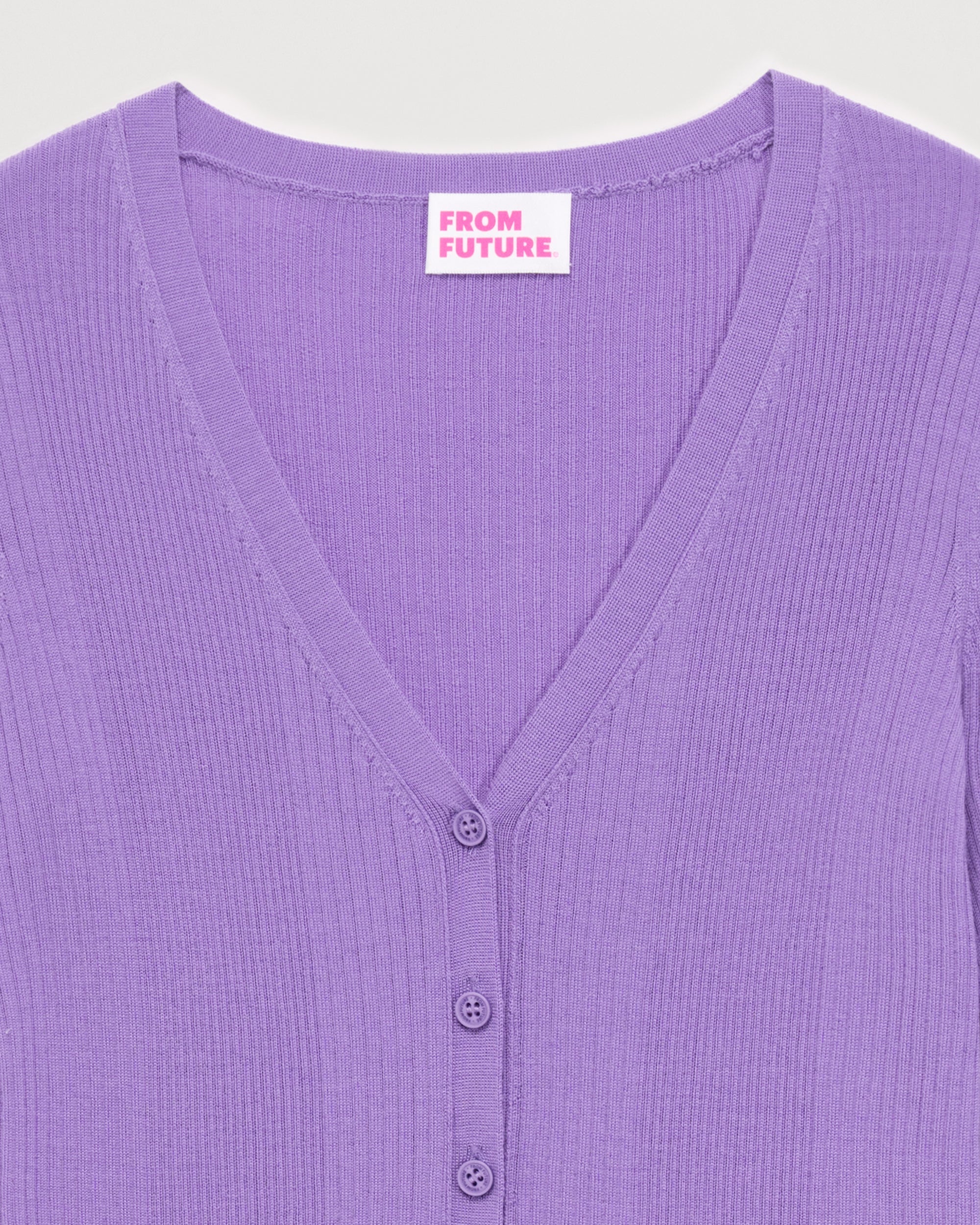 Cardigan côtelé en laine mérinos - Power Lilac