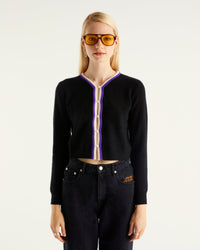 Cardigan court à perles en cachemire - Black