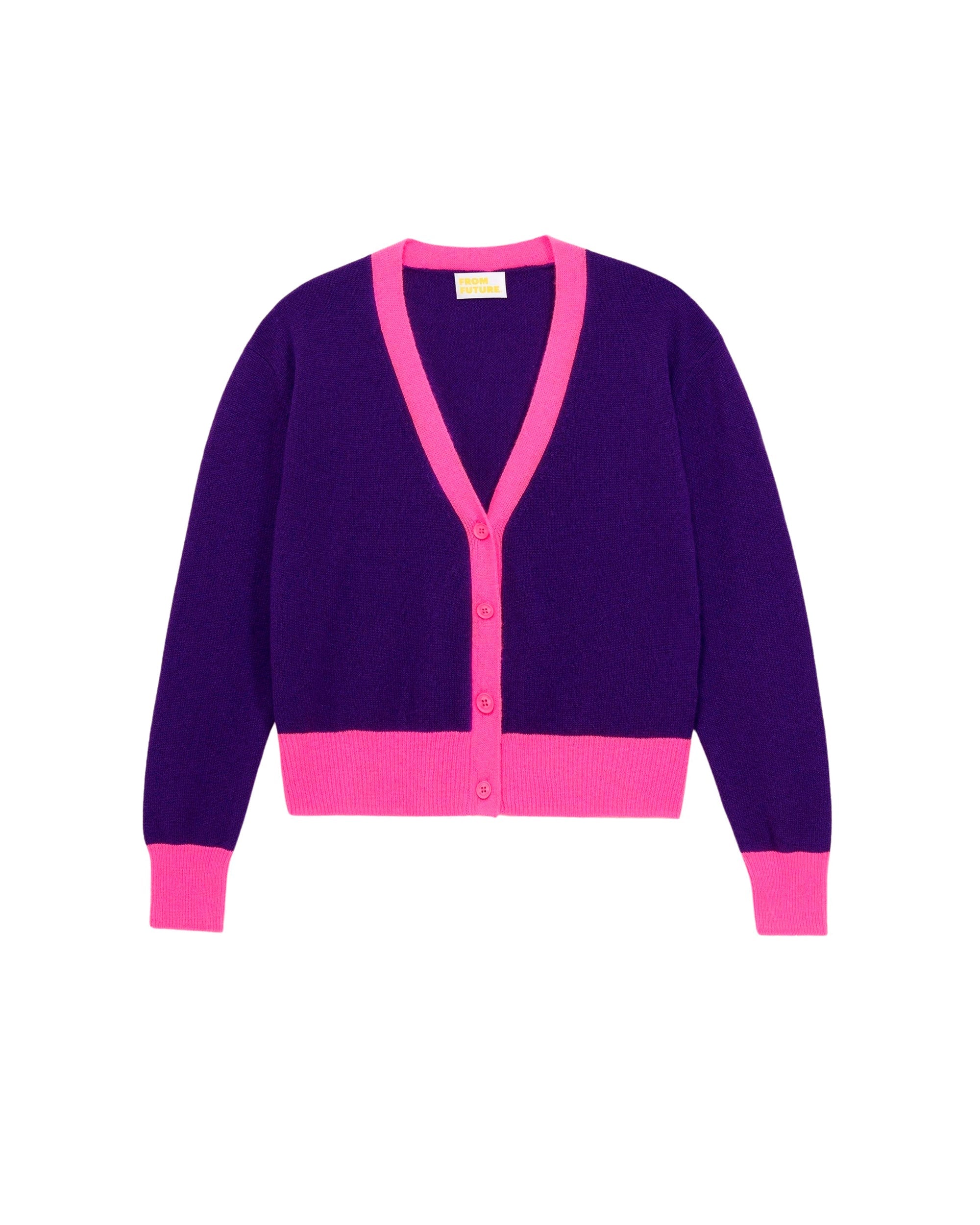 Cardigan court uniforme en cachemire - Intense Purple