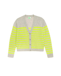 Cardigan court à rayures en cachemire - Light Heather Gray