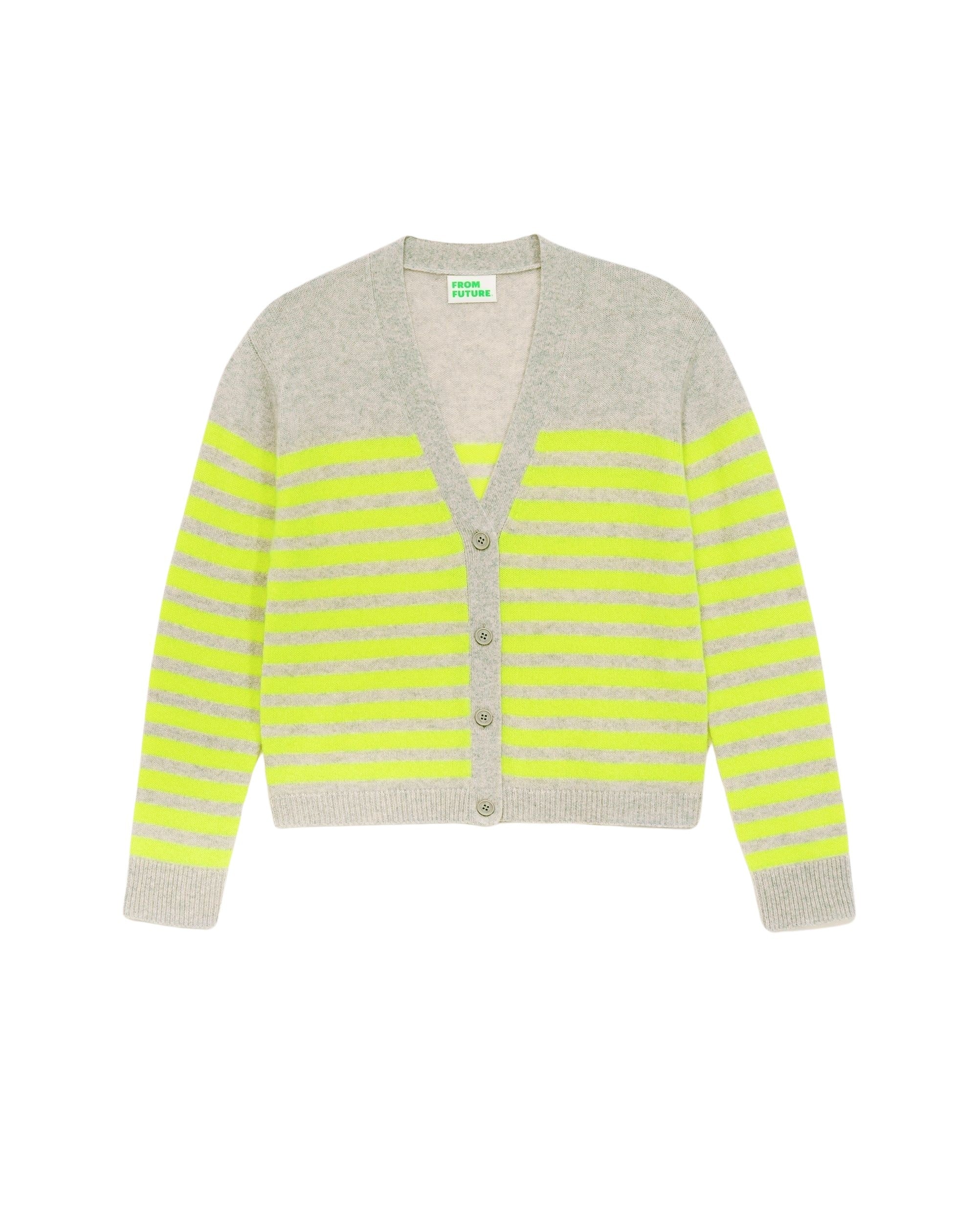 Cardigan court à rayures en cachemire - Light Heather Gray