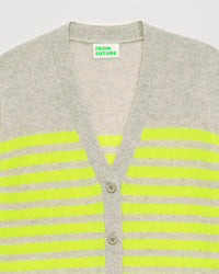 Cardigan court à rayures en cachemire - Light Heather Gray
