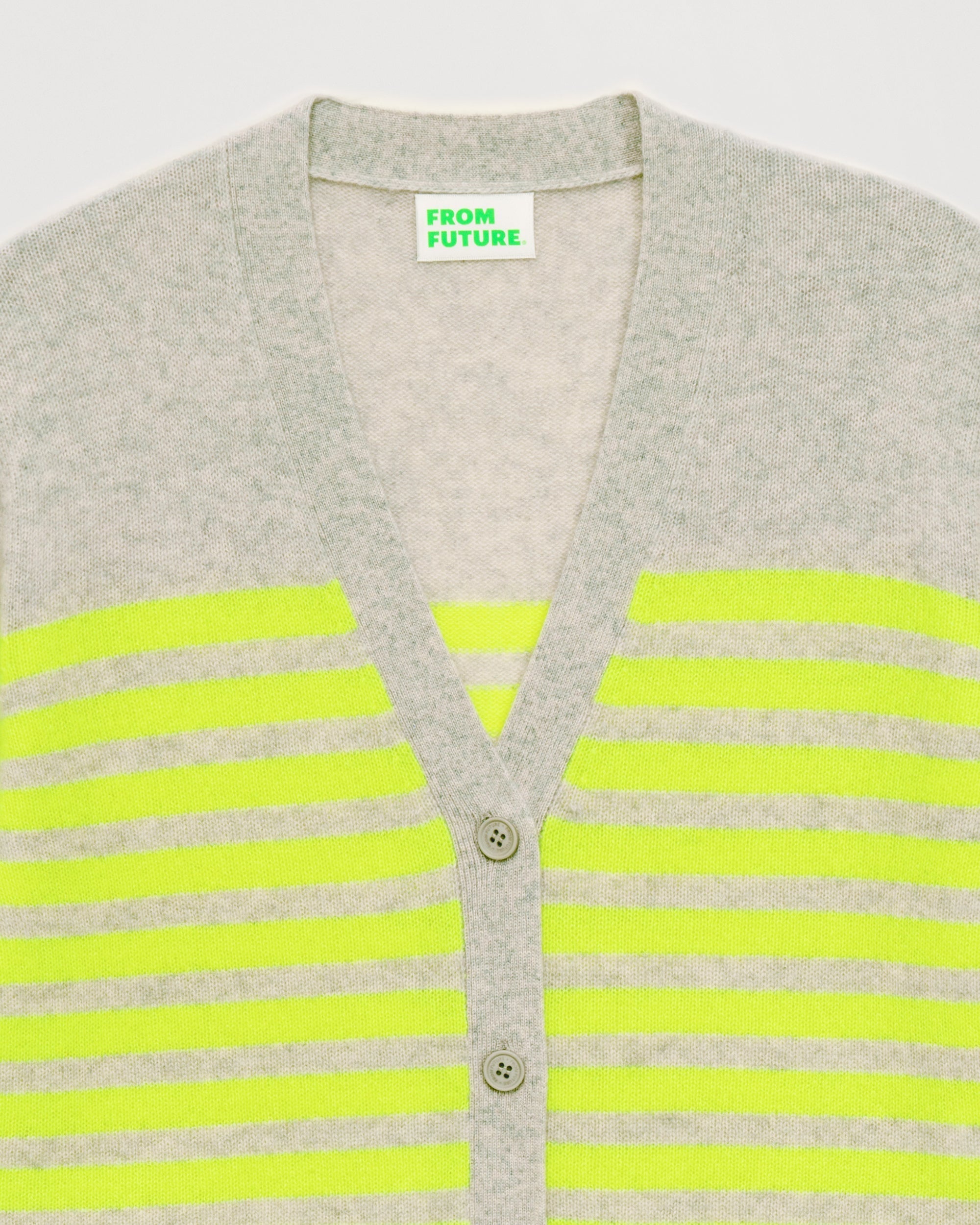 Cardigan court à rayures en cachemire - Light Heather Gray