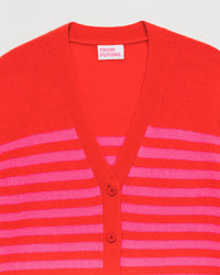 Cardigan court à rayures en cachemire - Bright Red