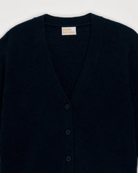 Cardigan court à bandes contrastées en cachemire - Navy