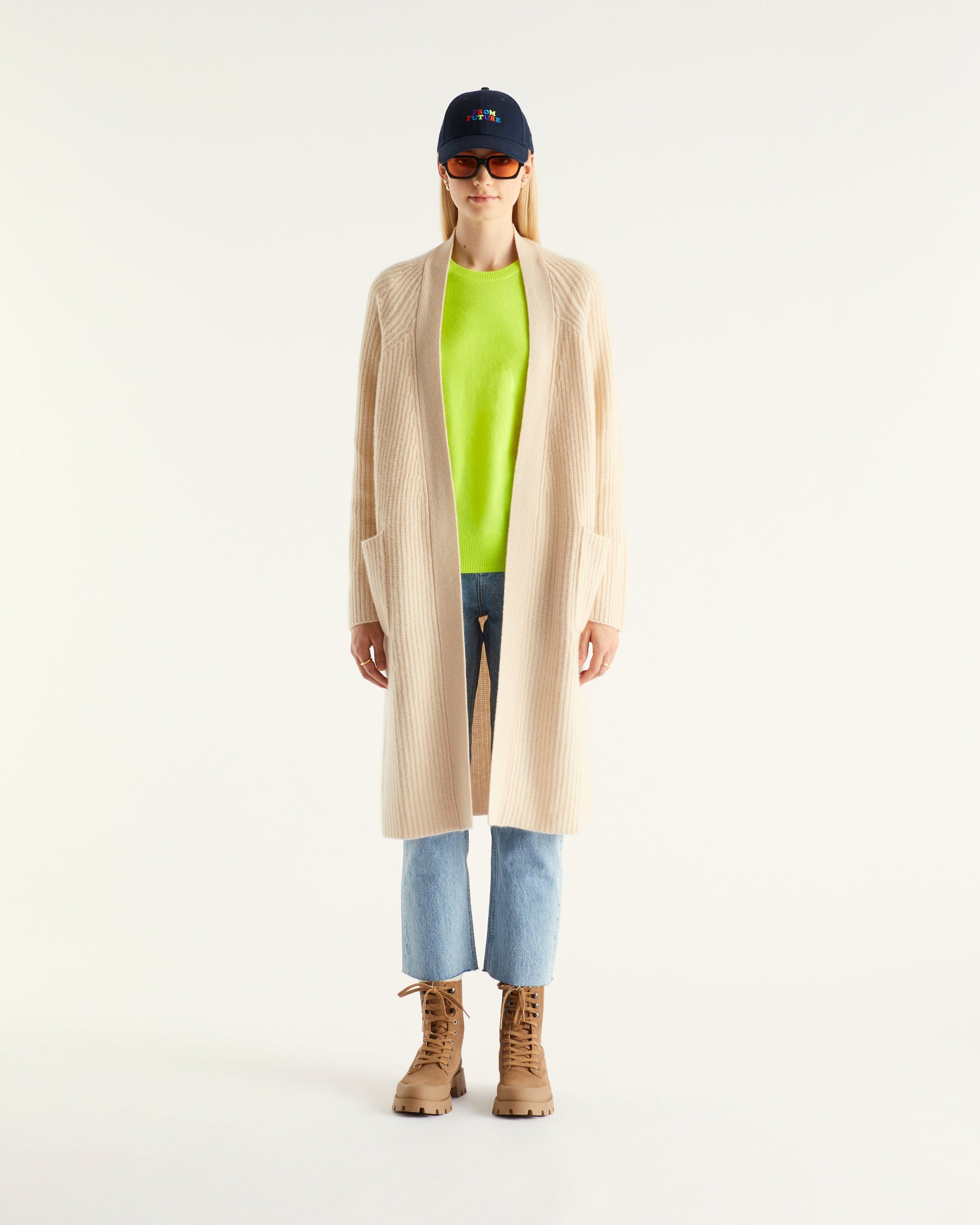 Gilet long en cachemire - Desert Sand