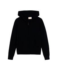 Hoodie classique à zip en laine mérinos - Black
