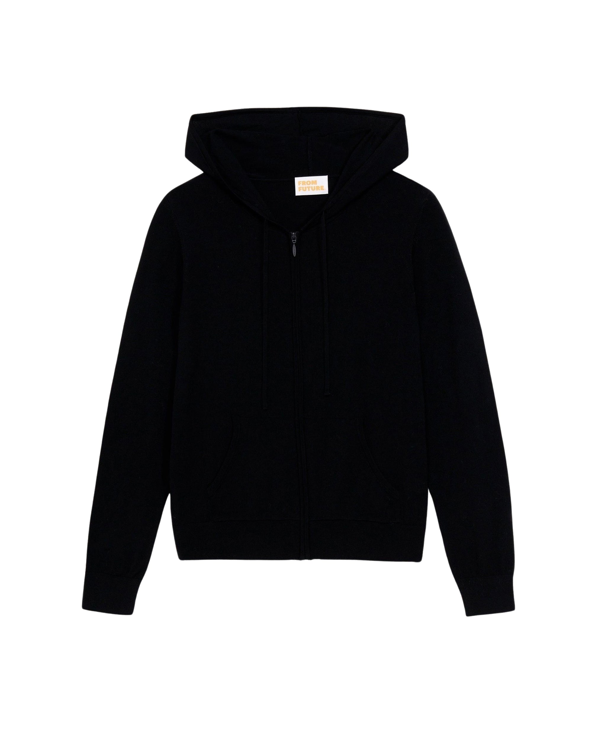 Hoodie classique à zip en laine mérinos - Black