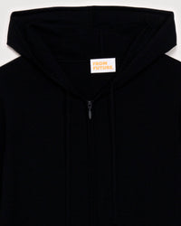 Hoodie classique à zip en laine mérinos - Black