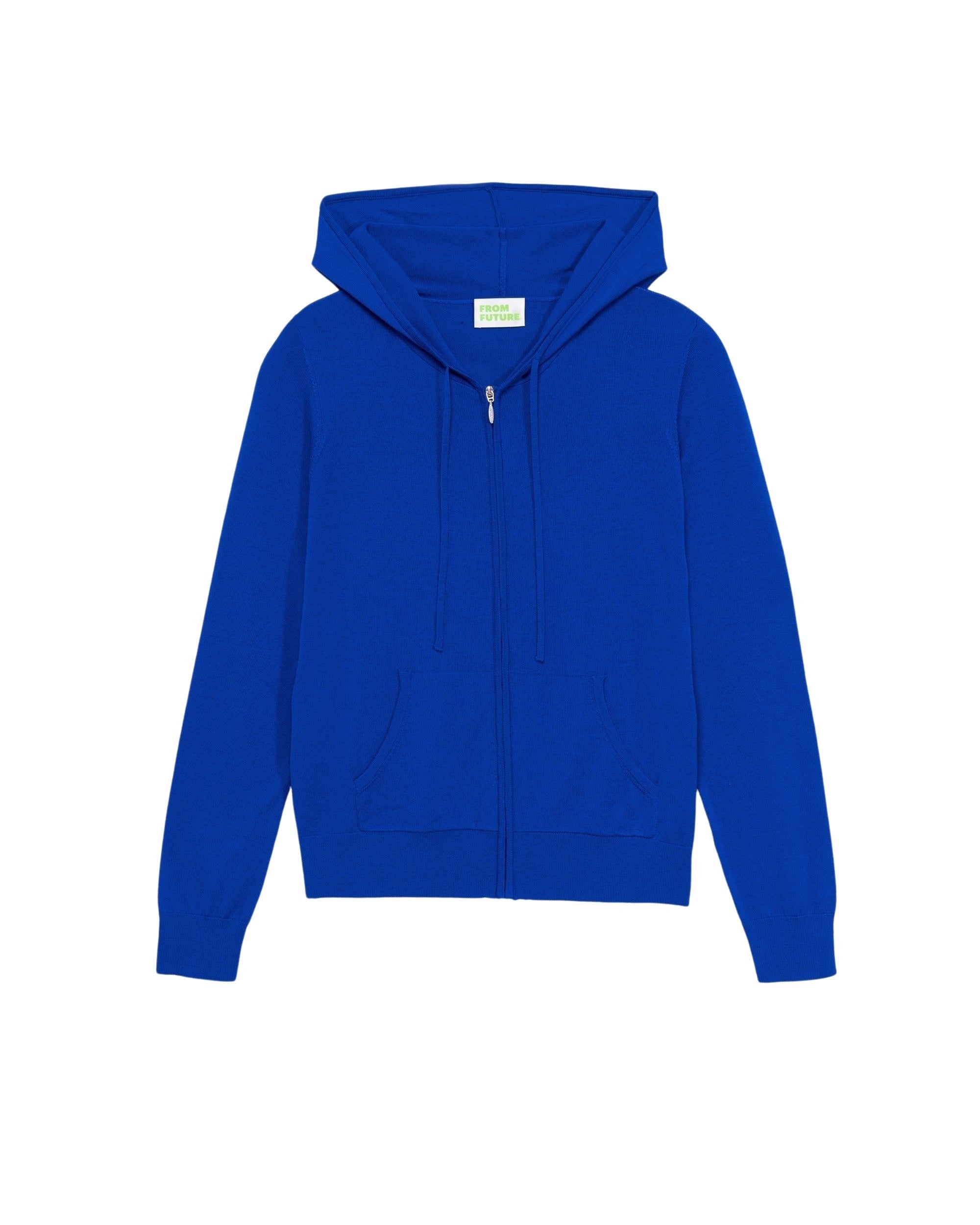 Hoodie classique à zip en laine mérinos - Pop Blue