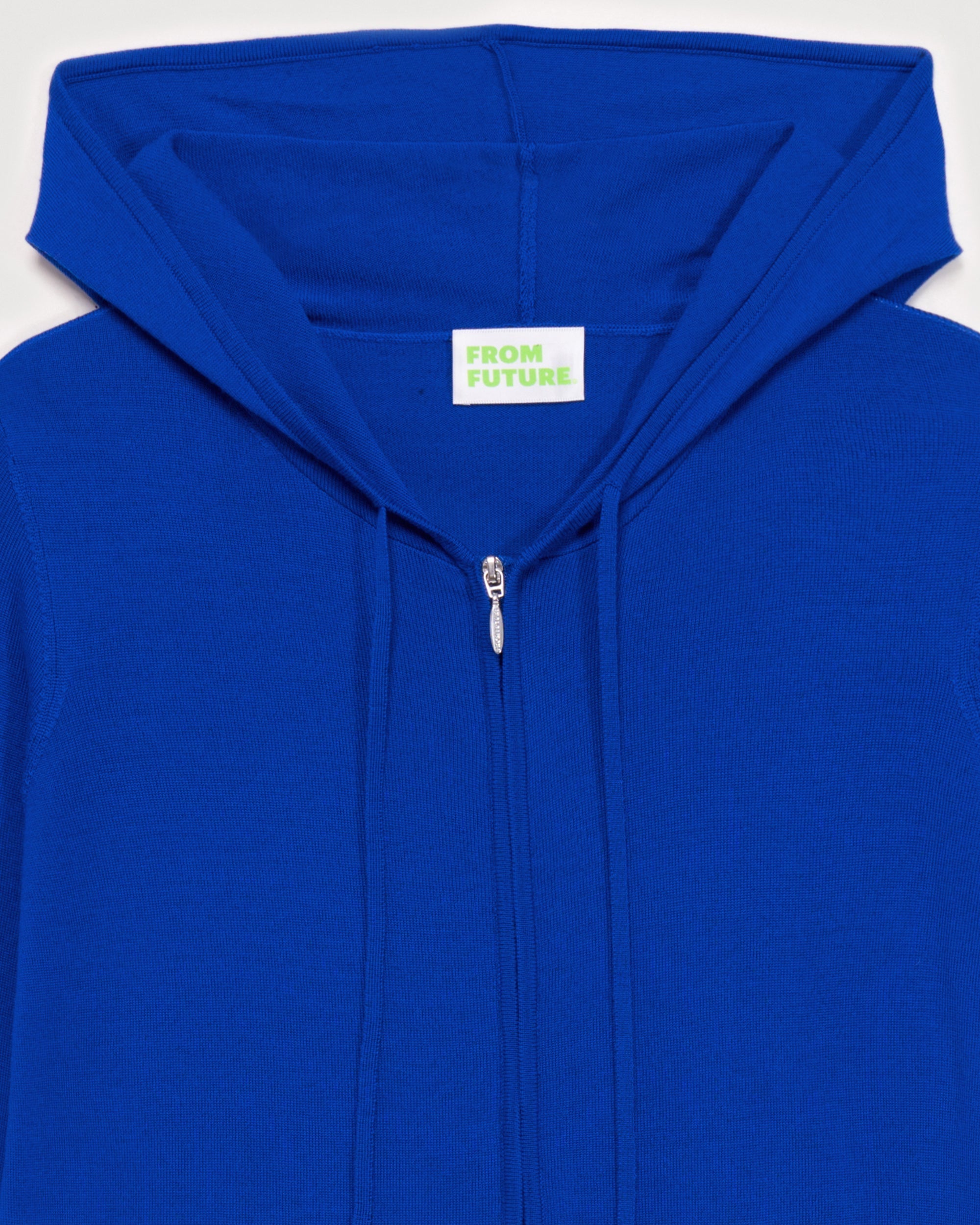 Hoodie classique à zip en laine mérinos - Pop Blue