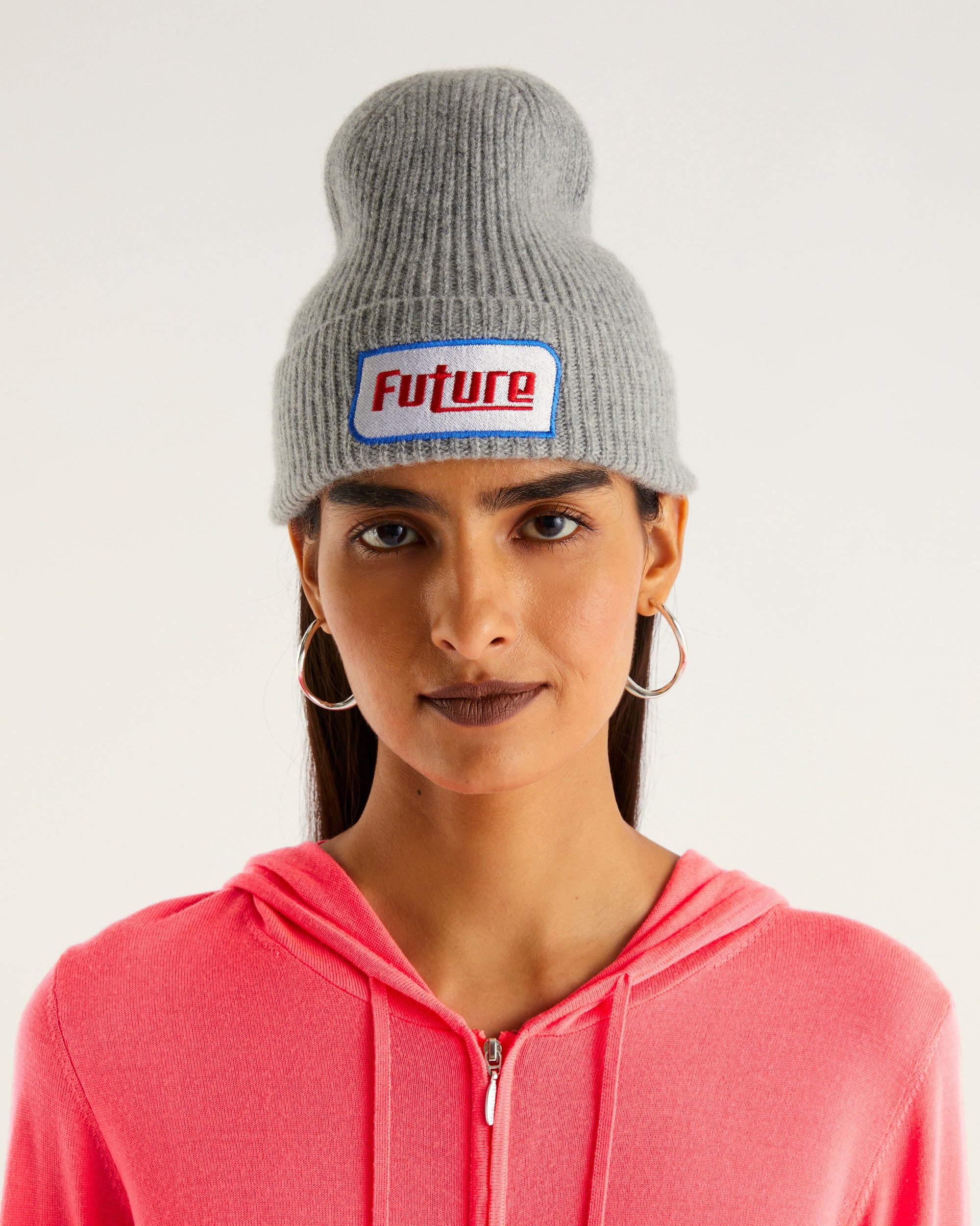 Hoodie classique à zip en laine mérinos - Neon Pink