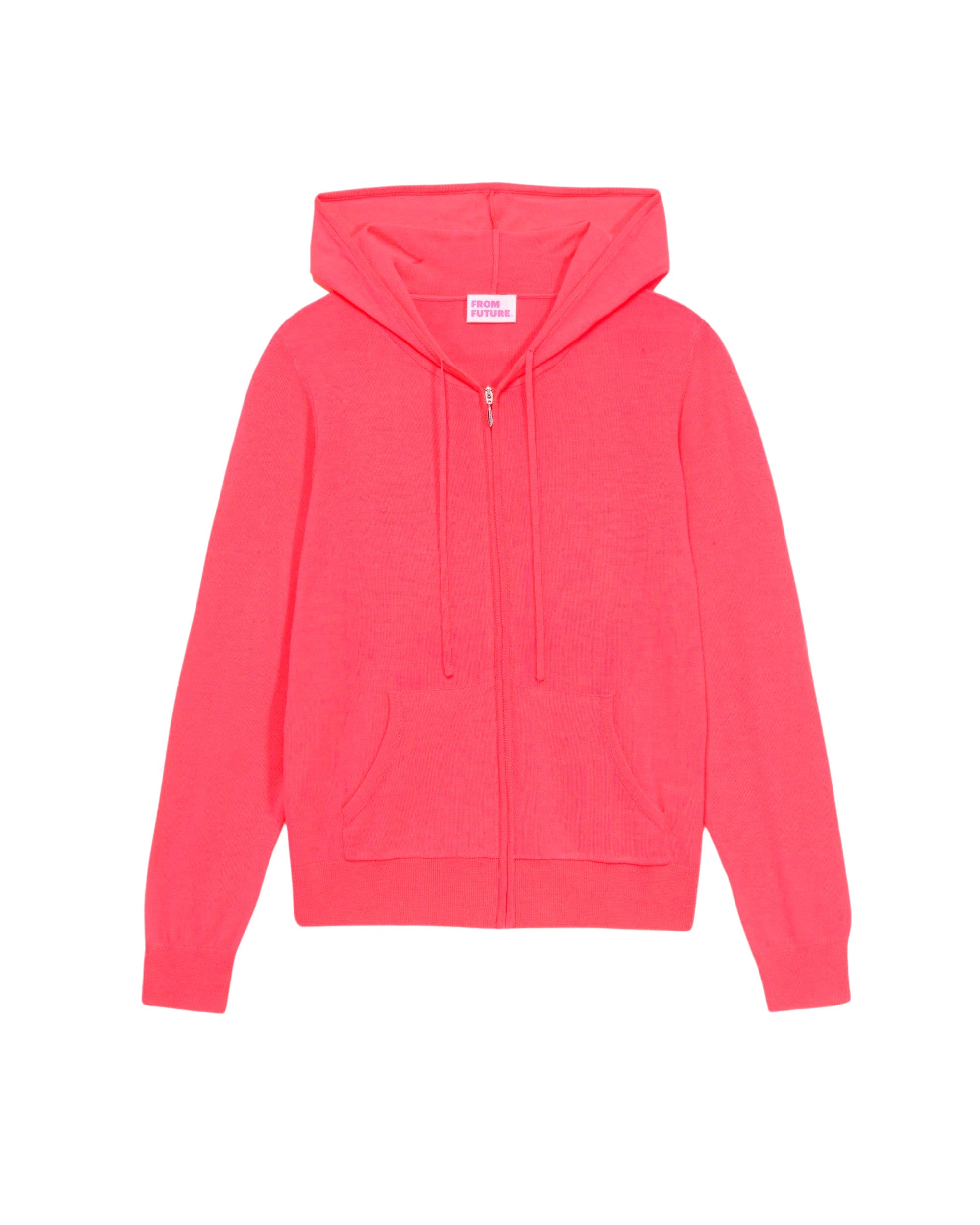 Hoodie classique à zip en laine mérinos - Neon Pink