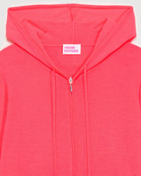 Hoodie classique à zip en laine mérinos - Neon Pink