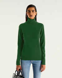 Pull à col roulé en cachemire - Pine Green