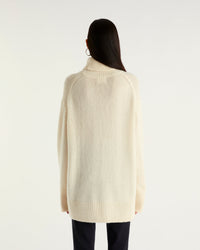 Pull long et oversize à col roulé en cachemire - Prune