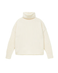Pull à col roulé maille perlée en cachemire - Ecru