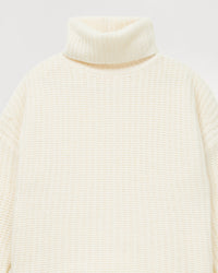 Pull à col roulé maille perlée en cachemire - Ecru