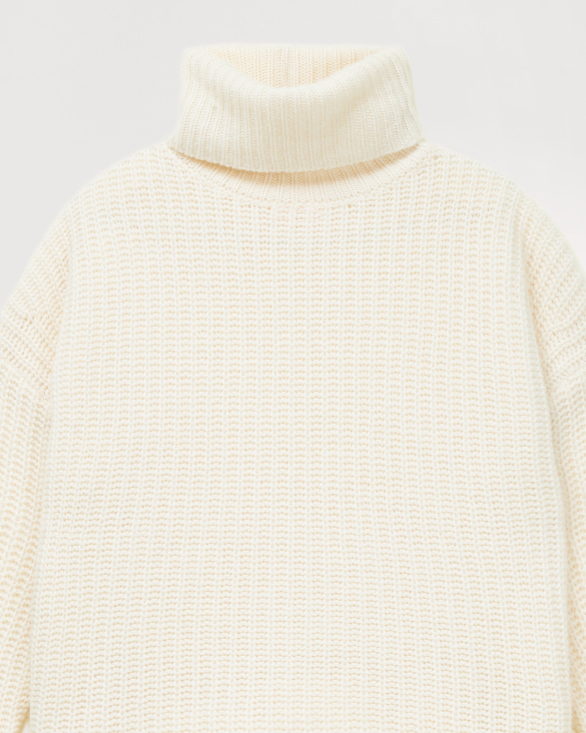 Pull à col roulé maille perlée en cachemire - Ecru