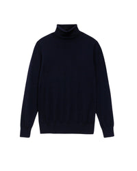 Pull loose à col roulé en laine mérinos - Navy