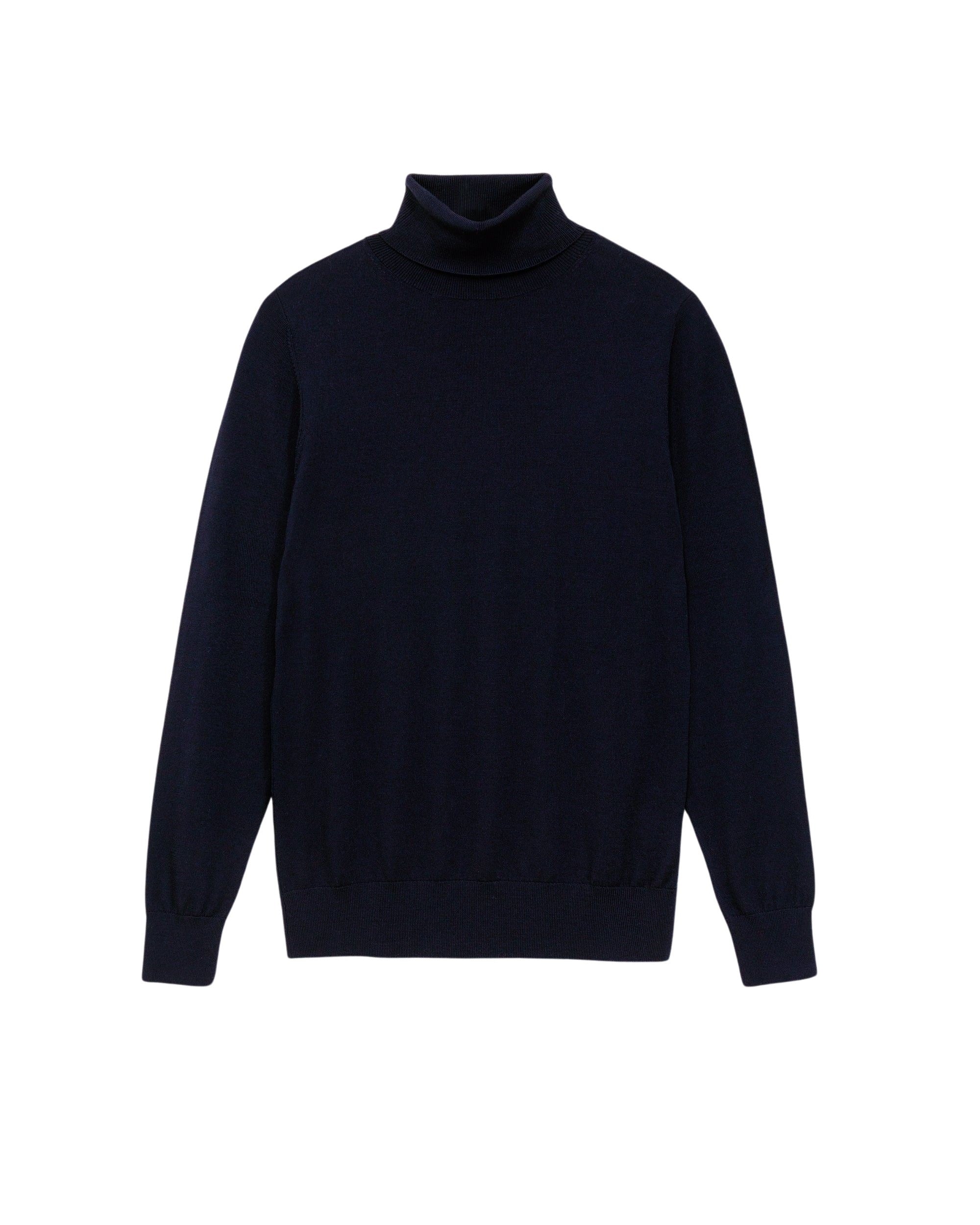 Pull loose à col roulé en laine mérinos - Navy