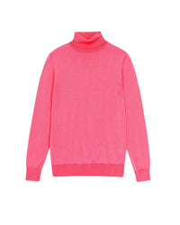 Pull loose à col roulé en laine mérinos - Acid Pink