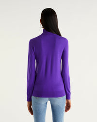 Pull loose à col roulé en laine mérinos - Neon Purple