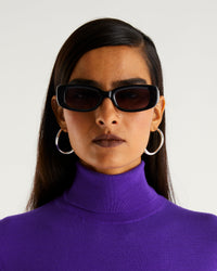 Pull loose à col roulé en laine mérinos - Neon Purple