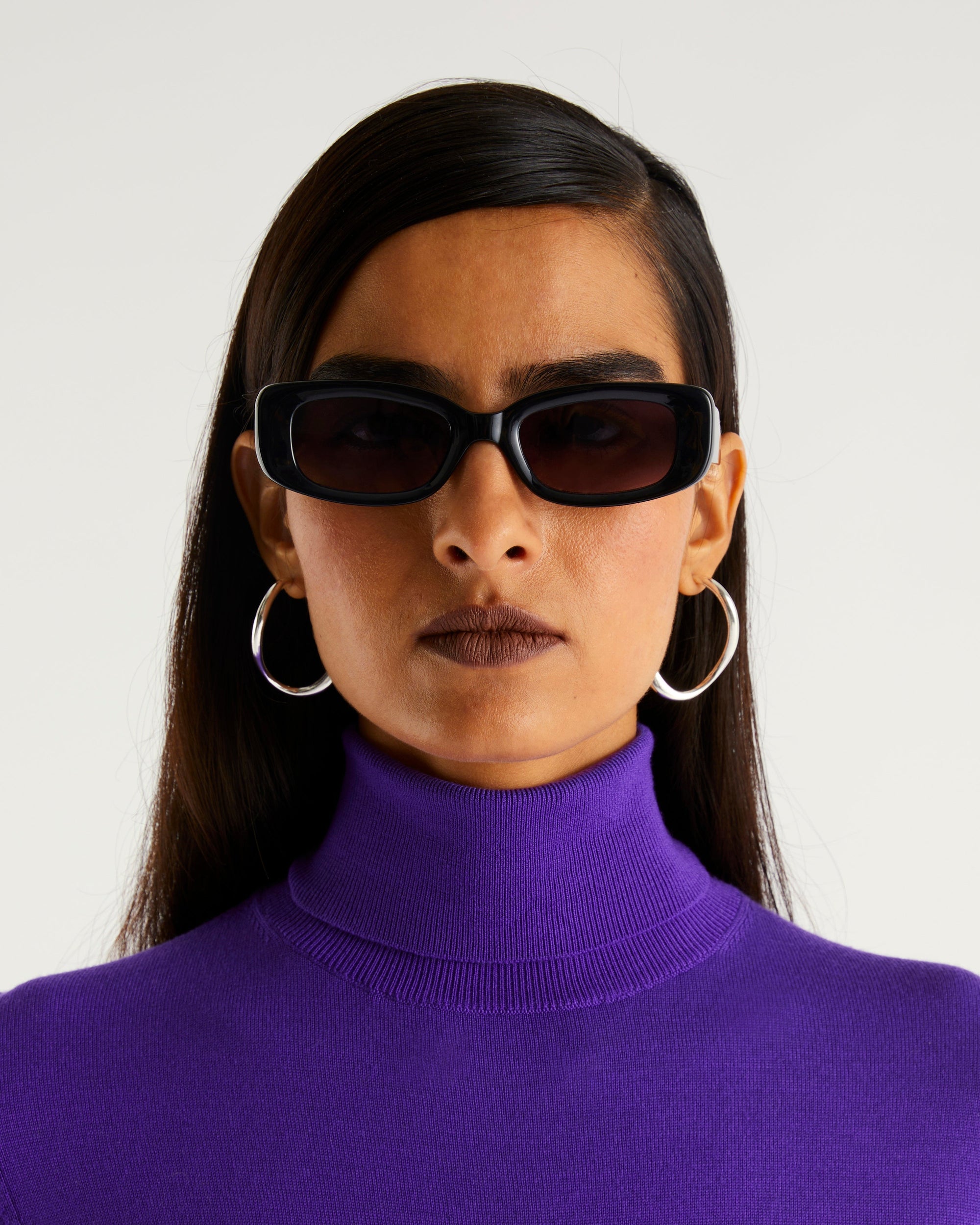 Pull loose à col roulé en laine mérinos - Neon Purple