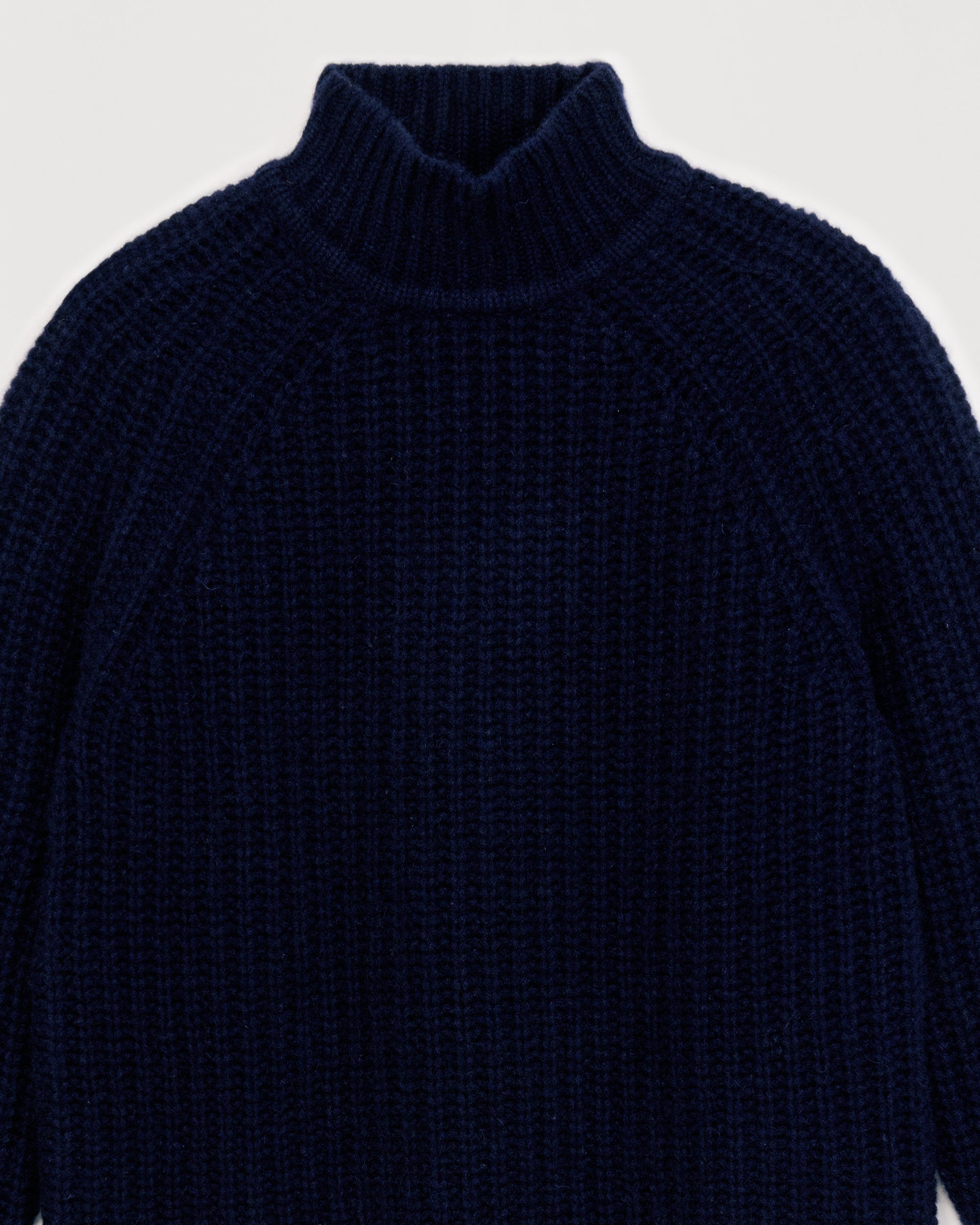 Pull à col montant à côtes anglaises en cachemire - Navy