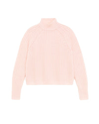 Pull à col montant à côtes anglaises en cachemire - Powder Pink