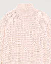 Pull à col montant à côtes anglaises en cachemire - Powder Pink