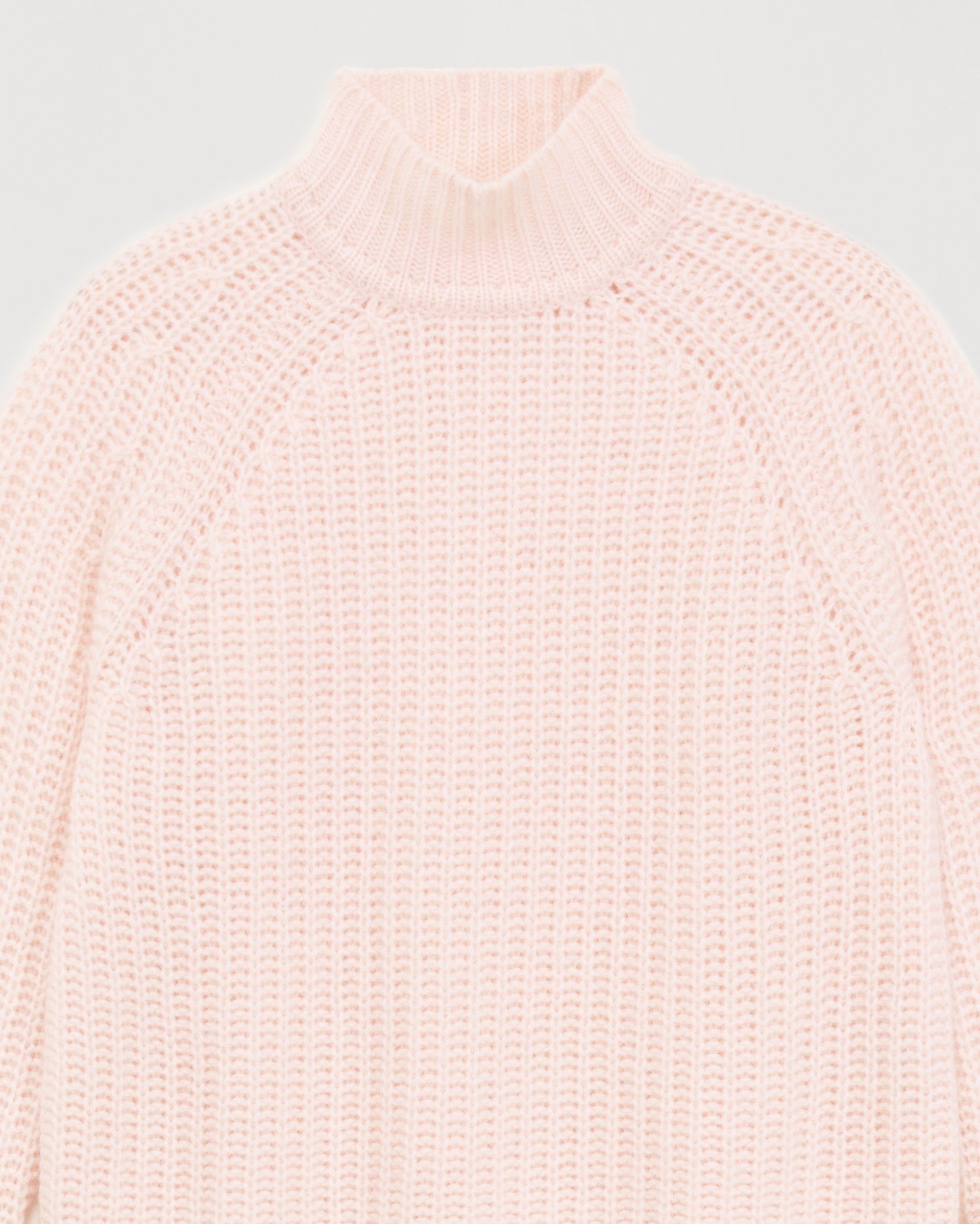 Pull à col montant à côtes anglaises en cachemire - Powder Pink
