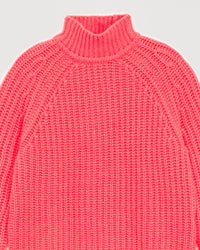 Pull à col montant à côtes anglaises en cachemire - Neon Pink