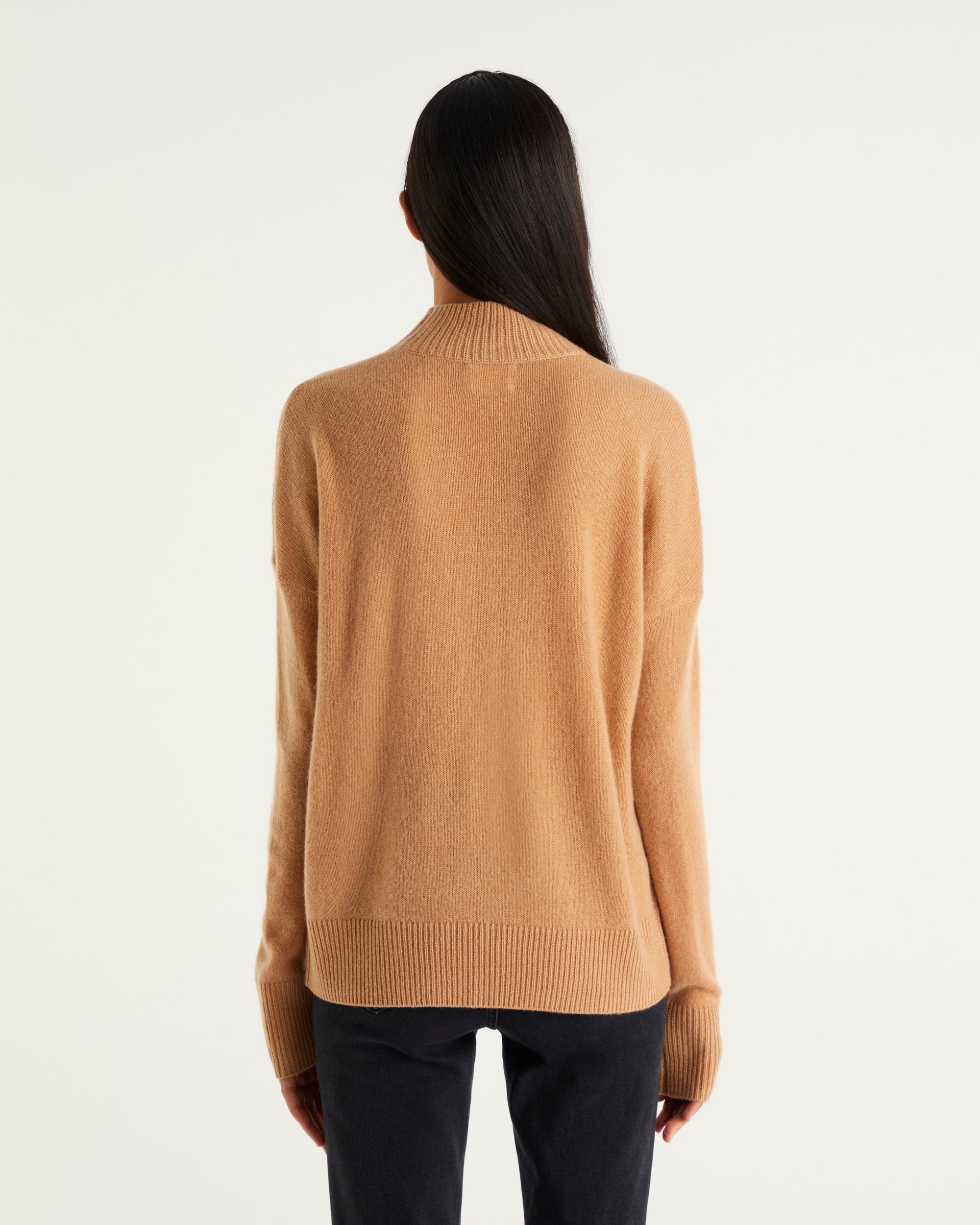 Pull à col montant oversize Light en cachemire - Camel