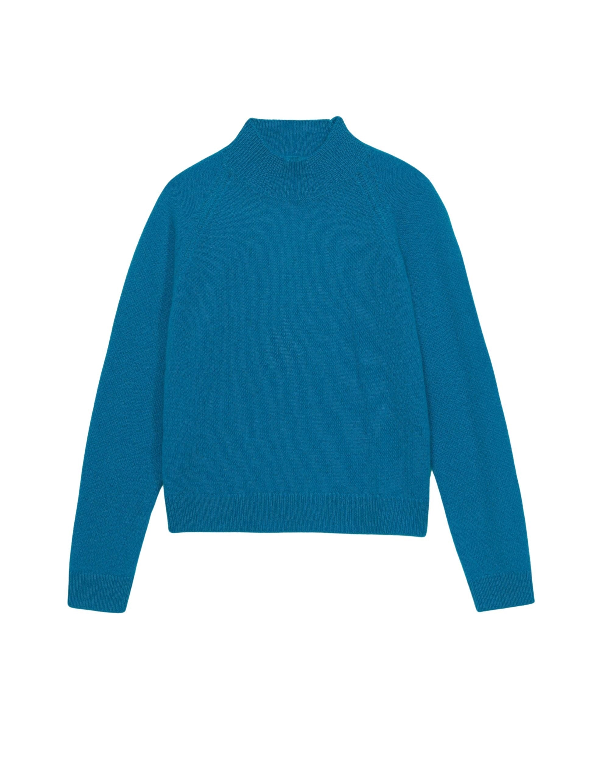 Pull court à col montant Light en cachemire - Power Blue