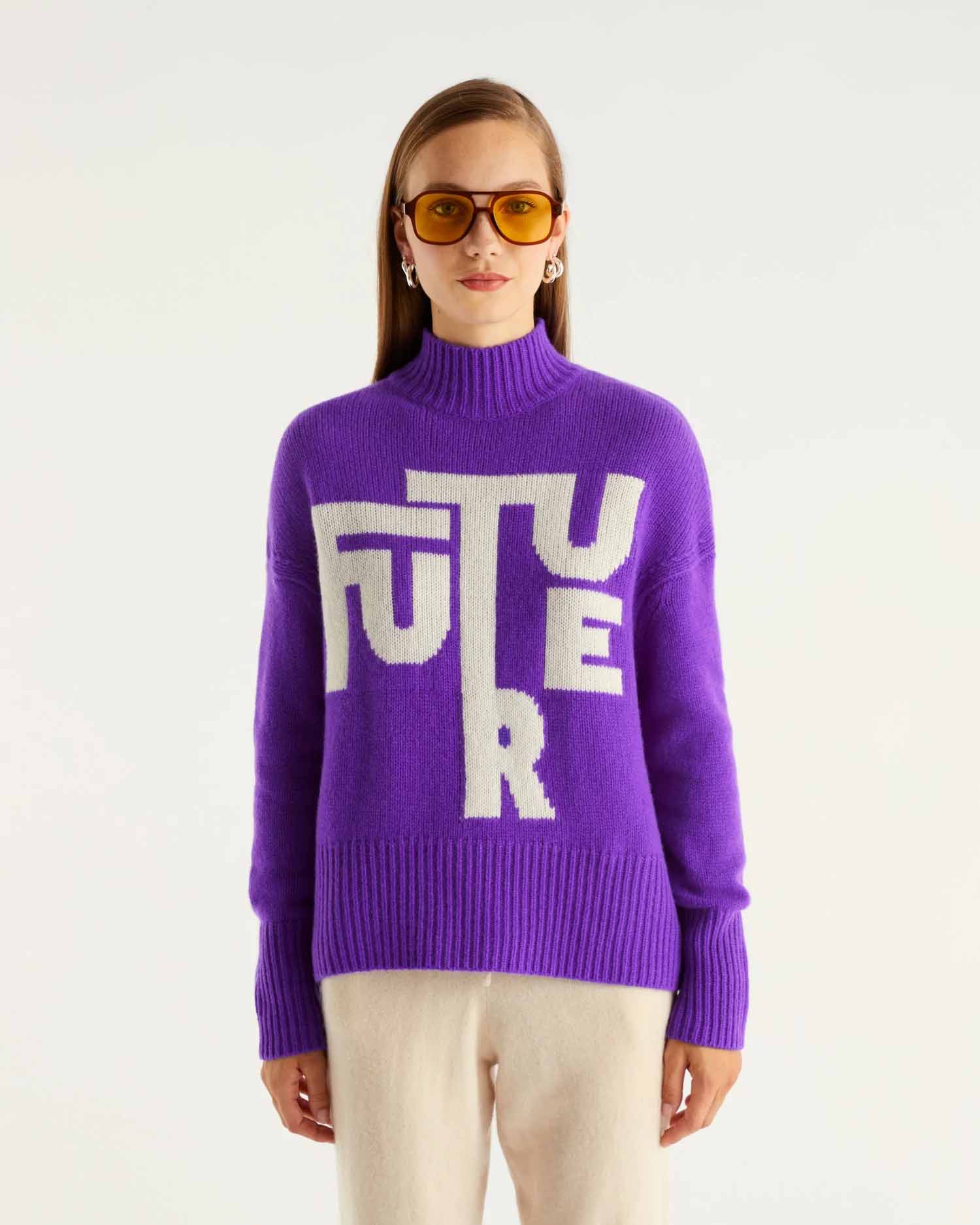 Pull à col montant Maxi Future en cachemire - Neon Purple